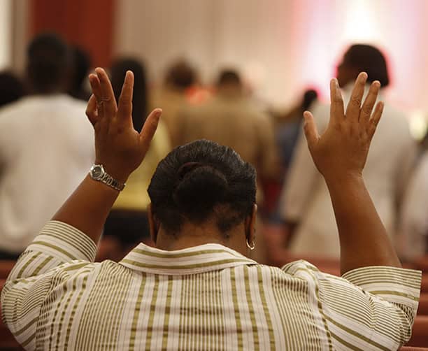 Woman Worship Hands Raised Church